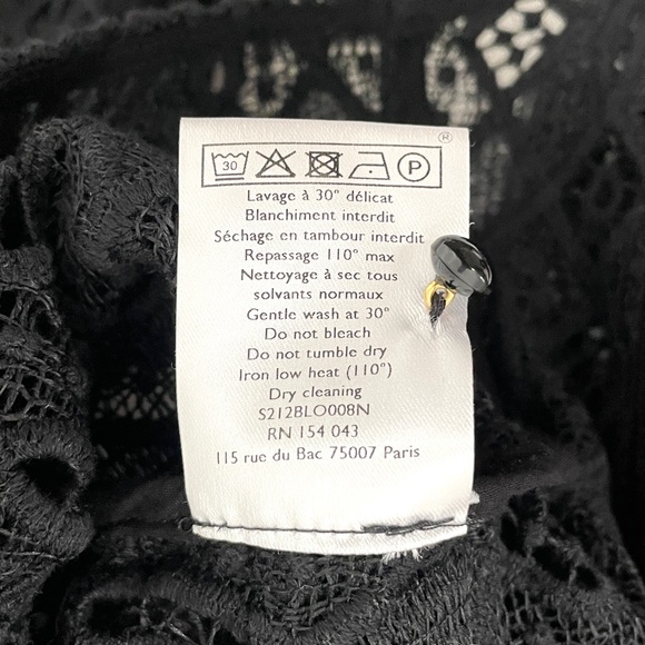 Sezane Noir Black Salina Long Sleeve Blouse 38 US 6 - Picture 10 of 12